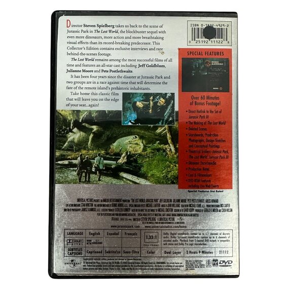 The Lost World Jurassic Park Collectors DVD Fullscreen Jeff Goldblum Universal - Picture 2 of 7